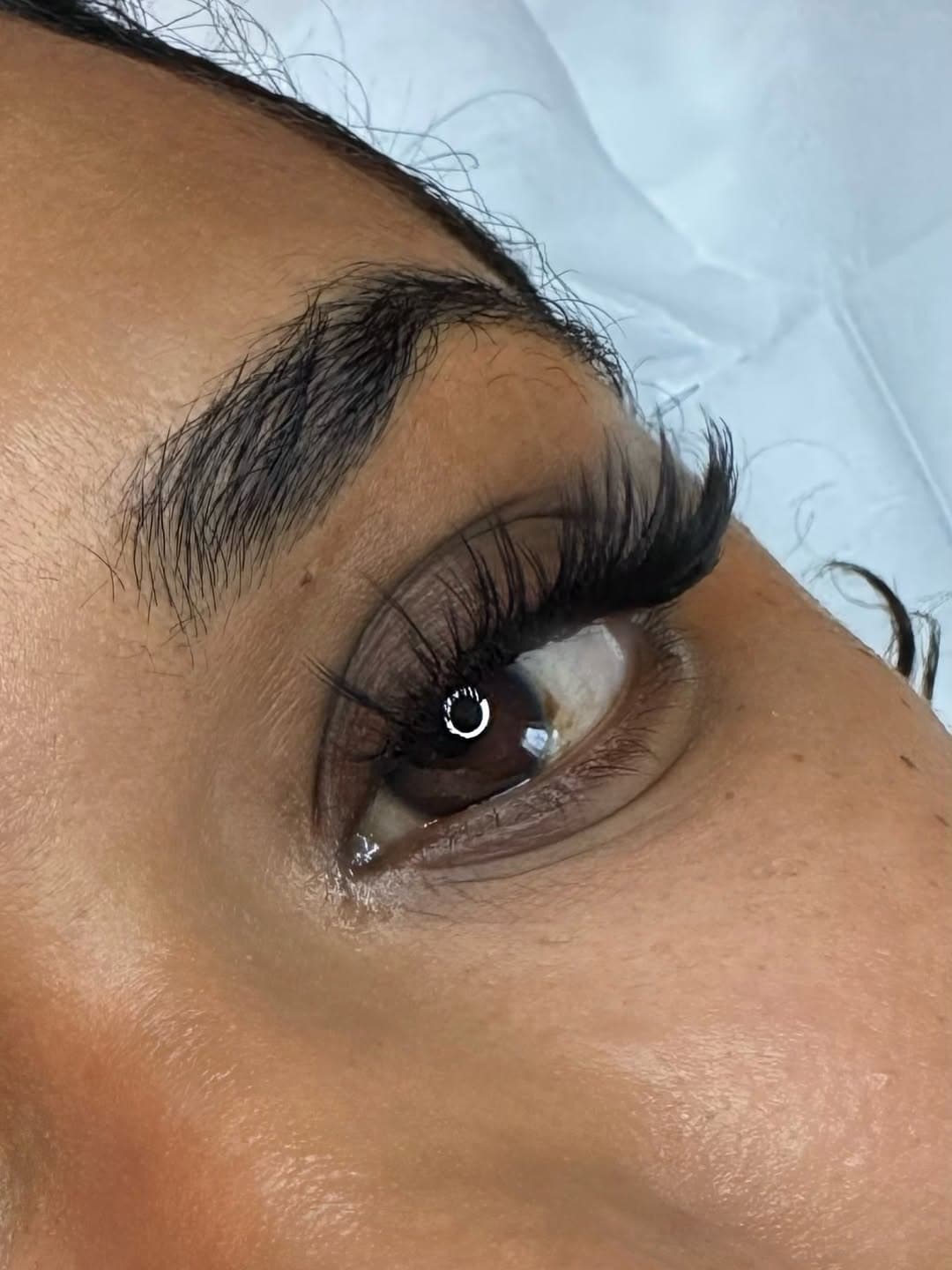 Extreme close-up of volume lash extensions